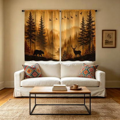Deer Mountain Kitchen Curtains Set of 2 - 28x36 Inches, Light Filtering Tier Drapes, Variation of THIS listing