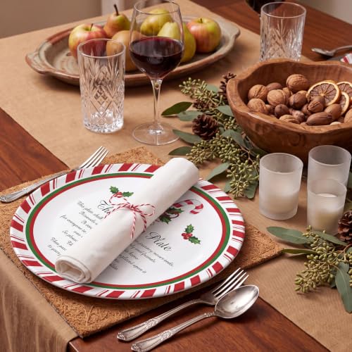 Candy Cane Christmas Giving Plates 4 Pack - 10x10 Inch Holiday Dinnerware