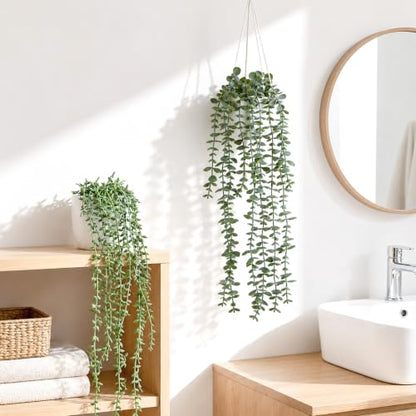 Artificial Hanging Plants Set with Macrame Plant Hangers - 2 Pack