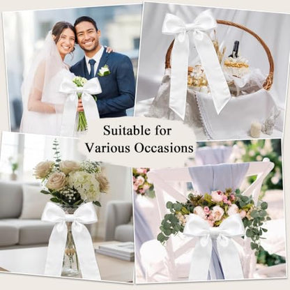 6PCS White Wreath Sashes for Front Doors - Perfect for Holiday & Event Decor