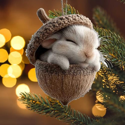 3D Forest Animal Acorn Ornament - Woodland Squirrel Tree Decor (B)