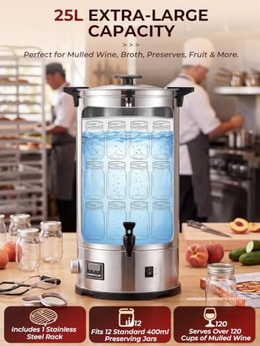 Hot Water Dispenser 26.4QT Canning Boiler with Rack - Commercial Kitchen Equipment