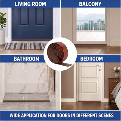 118-Inch Extra Long Door Draft Stopper with Weather Stripping - Brown