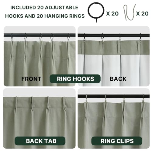 H.VERSAILTEX Sage Green Blackout Curtain Panels 40W x 84L Set of 2