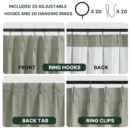 H.VERSAILTEX Sage Green Blackout Curtain Panels 40W x 84L Set of 2