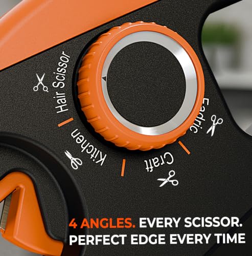 Orange Ninja Scissors Sharpener - 4 Adjustable Angles for Kitchen & Craft Scissors