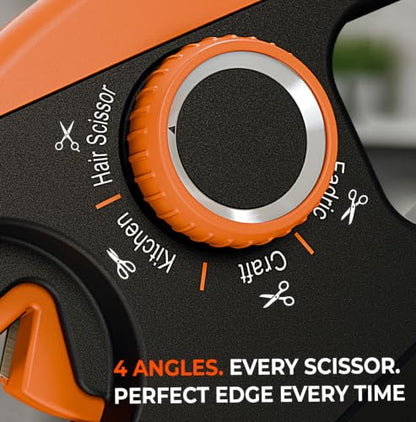 Orange Ninja Scissors Sharpener - 4 Adjustable Angles for Kitchen & Craft Scissors