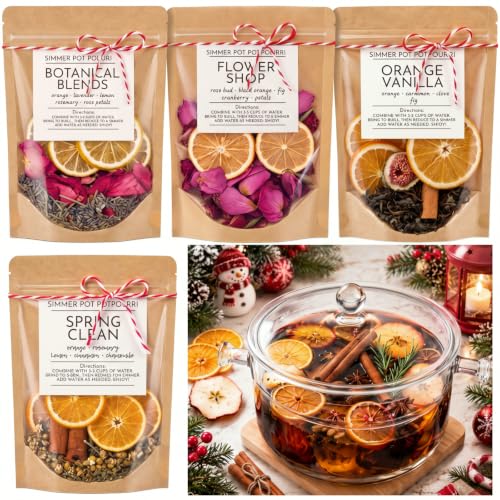 Christmas Scented Botanical Potpourri Kit - 4 Sets for Stovetop Simmering