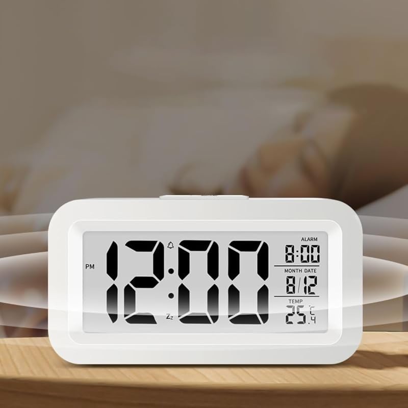 Digital Alarm Clock with Large Display, Snooze & Indoor Temperature