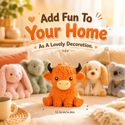 Giant Highland Cow Squishy Toy - Stress Relief Fidget Animal Model, 6 Inch