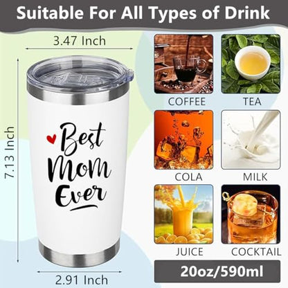 White 20oz Stainless Steel Insulated Coffee Mug Tumbler with Lid - Personalized Mother's Day Gift