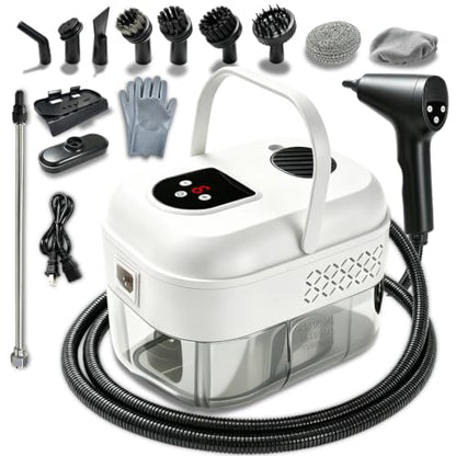 White Portable Steam Cleaner with 16 Accessories, Fast Heat Up, 6 Steam Levels
