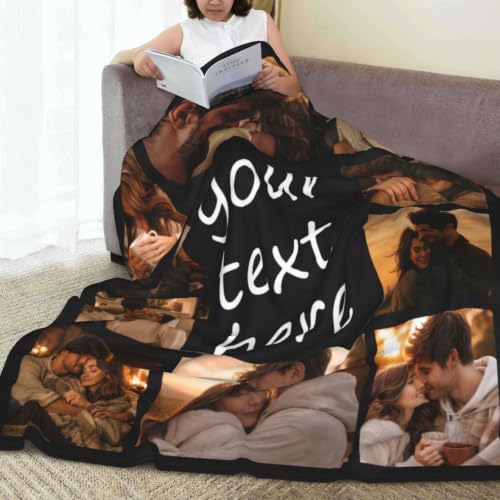 Personalized Photo Blanket Collage Throw with Custom Text - Variation 01
