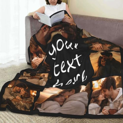 Personalized Photo Blanket Collage Throw with Custom Text - Variation 01