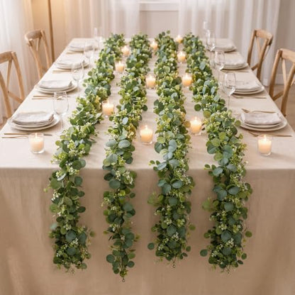 Artificial Eucalyptus Garland 4 Pack - 5.9 Ft Lush Greenery for Wedding Decor