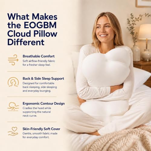 White Ergonomic Memory Foam Cervical Neck Support Pillow - Adjustable Dual-Height Cloud Pillow