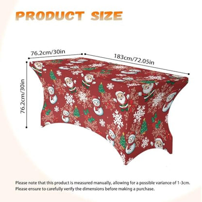 Uorisanigo Christmas Snowman Fitted Tablecloth for 6ft Rectangle Tables - Holiday Decor