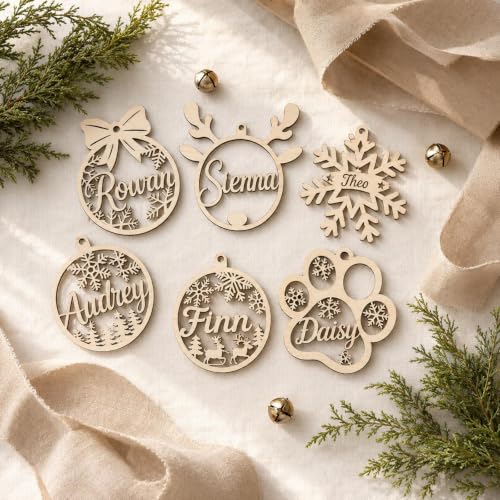 Personalized Wooden Christmas Ornament with Custom Name - Holiday Tree Decor