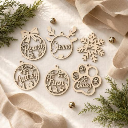Personalized Wooden Christmas Ornament with Custom Name - Holiday Tree Decor