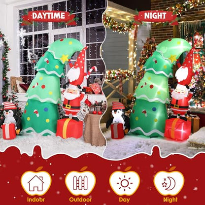 6FT Inflatable Christmas Tree with Gift Boxes Outdoor Holiday Decor - Gnomes Pick Variation