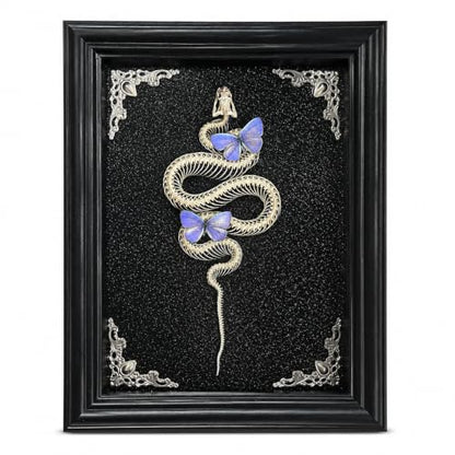 Gothic Handmade Butterfly & Snake Bone Shadow Box - Style B