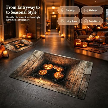 Halloween 3D Ghost Rug - Novelty Optical Illusion Floor Mat with Depth Pattern 47.2x31.5in