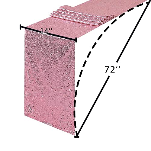 Pink Sequin Table Runner 12x72 Inches Pack of 2 Sparkly Party Decor