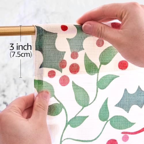 Christmas Tree Pattern Kitchen Curtains - 2 Panels 26x36 Inches, Festive Rod Pocket Window Drapes