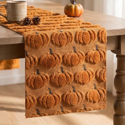 Caramel Faux Fur Fall Table Runner 13x72 Inch - Soft Polyester Decor