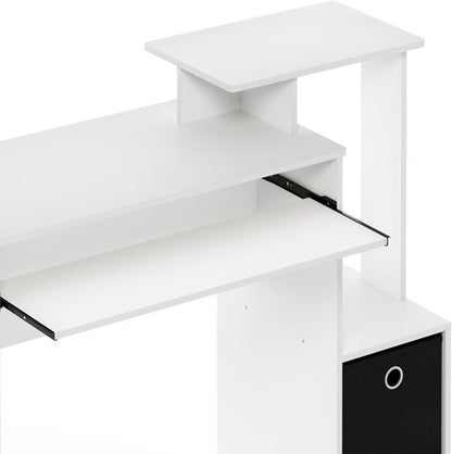 Furinno Econ Writing Desk - Stylish Home Office Computer Desk in White/Black Finish