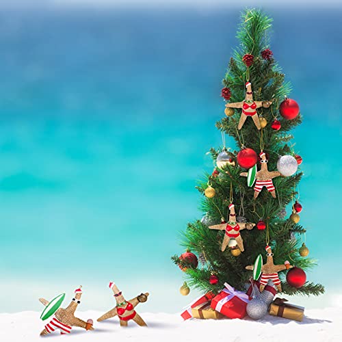 Christmas Starfish Hanging Ornaments Set for Tree and Decor - 4 Pieces