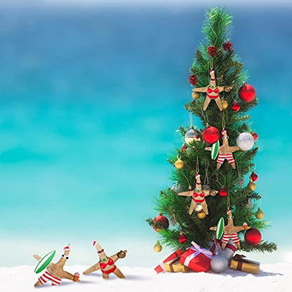 Christmas Starfish Hanging Ornaments Set for Tree and Decor - 4 Pieces