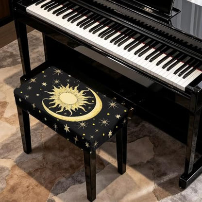 Sun and Moon Piano Bench Cushion Cover - Small, Breathable & Elastic