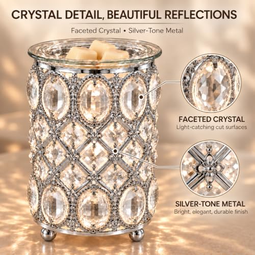 Crystal Wax Warmer with Faceted Design & Removable Glass Dish - Elegant Home Decor