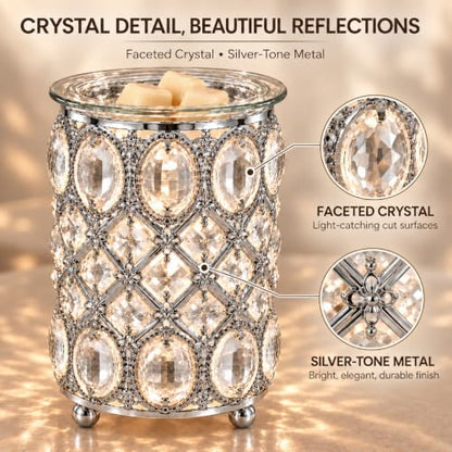 Crystal Wax Warmer with Faceted Design & Removable Glass Dish - Elegant Home Decor