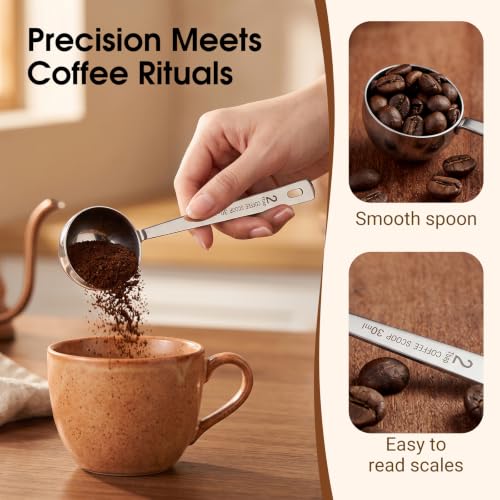 Stainless Steel Coffee Measuring Spoons Set - 1Tbsp 15ml & 2Tbsp 30ml Kitchen Utensils