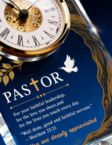 Pastor Appreciation Gifts - Crystal Quartz Clock - Heartfelt Religious Keepsake