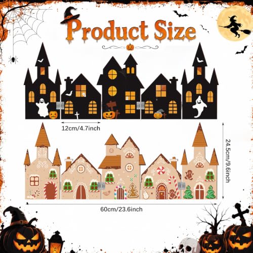 Large Reversible Halloween Christmas Village Table Decor - 28-inch Scene