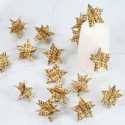 Vintage Music Notes Star Garland 4 Pack - Paper Banner for Wedding Holiday Party CYSS32-B