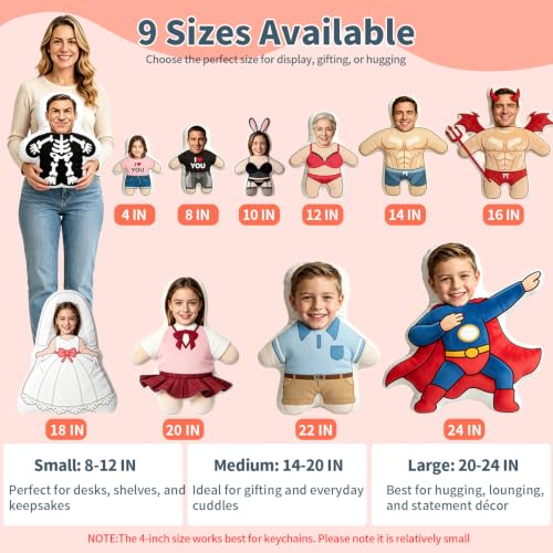 Personalized Custom Face Pillow Double Sided Photo Gift - Flexible Sizes