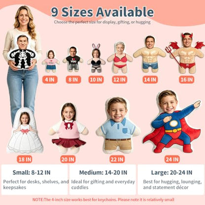 Personalized Custom Face Pillow Double Sided Photo Gift - Flexible Sizes
