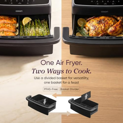 Cosori TwinFry 9 Qt Double Air Fryer with Removable Divider - Black