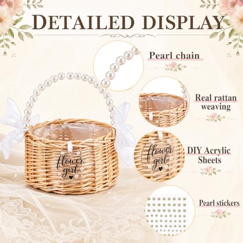 Flower Girl Basket with Pearl Handle & Sign - Wedding Decor