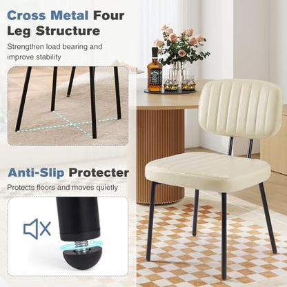 Set of 2 PU Leather Dining Chairs with Backrest - Modern Kitchen & Dining Room Seating