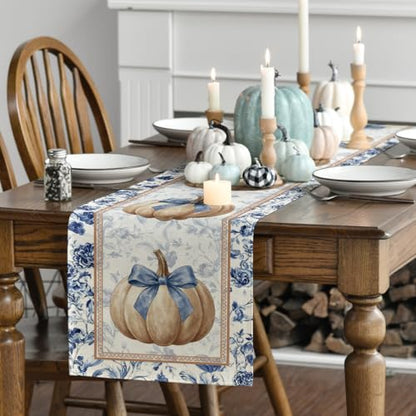 210 GSM Fall Table Runner 13x120 Inch Beige Polyester Home Decor