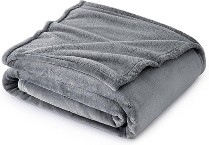 Skiennix Fleece King Size Blanket - Soft Lightweight Plush Cozy Microfiber in Light Blue (39.4" × 59.1")
