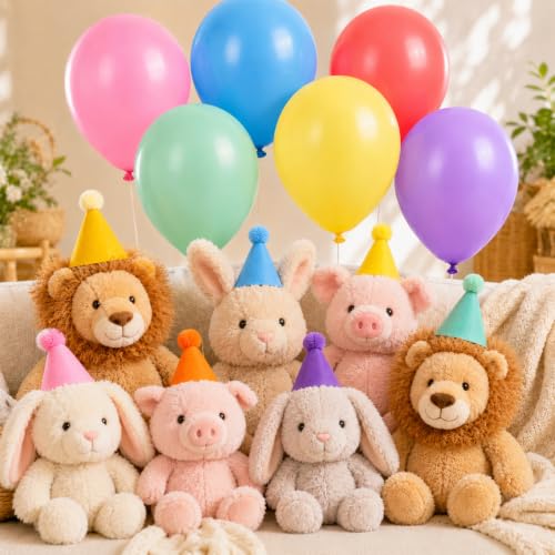 Mini Party Hats and Balloons Set for Stuffed Animals - Multicolor