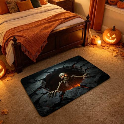 Halloween Illusion Rug 3D Skeleton Floor Mat for Front Door Indoor Outdoor - 3'11" x 2'8" Variation A