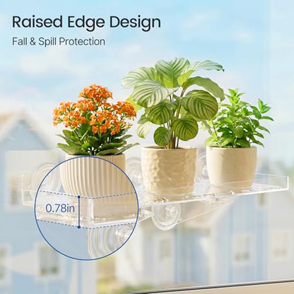 15.7 x 5.9 Inch Heavy Duty Suction Cup Window Plant Shelf - 2 Pack