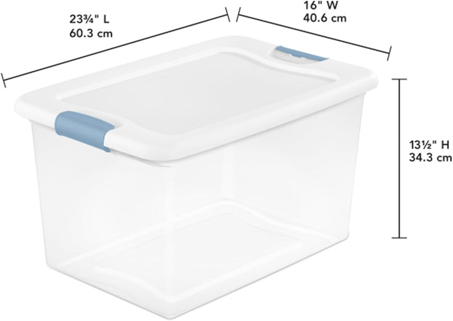 Sterilite 6-Pack Latching Storage Bins - Clear Plastic Under Bed Organizers, 64 Quart Capacity